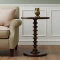 Brown Solid Wood Round Pedestal End Table - 22-inch