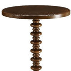 Brown Solid Wood Round Pedestal End Table - 22-inch