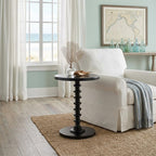 Brown Solid Wood Round Pedestal End Table - 22-inch
