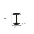 Brown Solid Wood Round Pedestal End Table - 22-inch