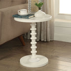 Brown Solid Wood Round Pedestal End Table - 22-inch