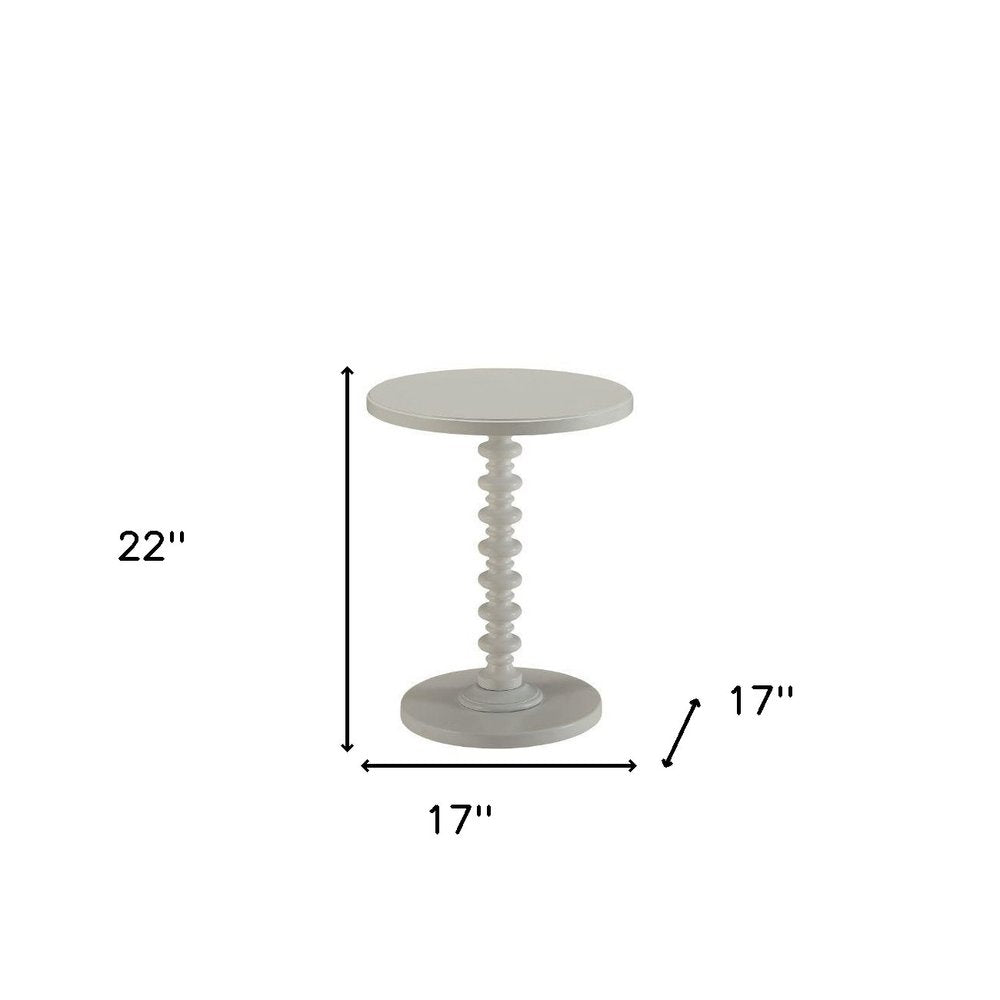 Brown Solid Wood Round Pedestal End Table - 22-inch