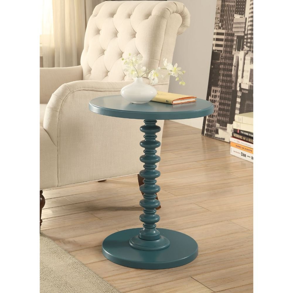 Brown Solid Wood Round Pedestal End Table - 22-inch