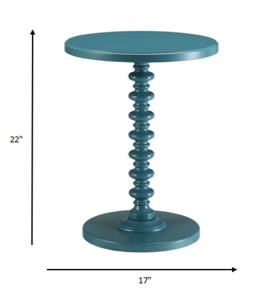 Brown Solid Wood Round Pedestal End Table - 22-inch