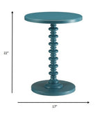 Brown Solid Wood Round Pedestal End Table - 22-inch