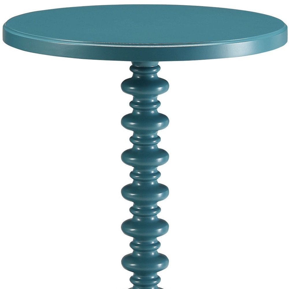 Brown Solid Wood Round Pedestal End Table - 22-inch