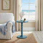Brown Solid Wood Round Pedestal End Table - 22-inch