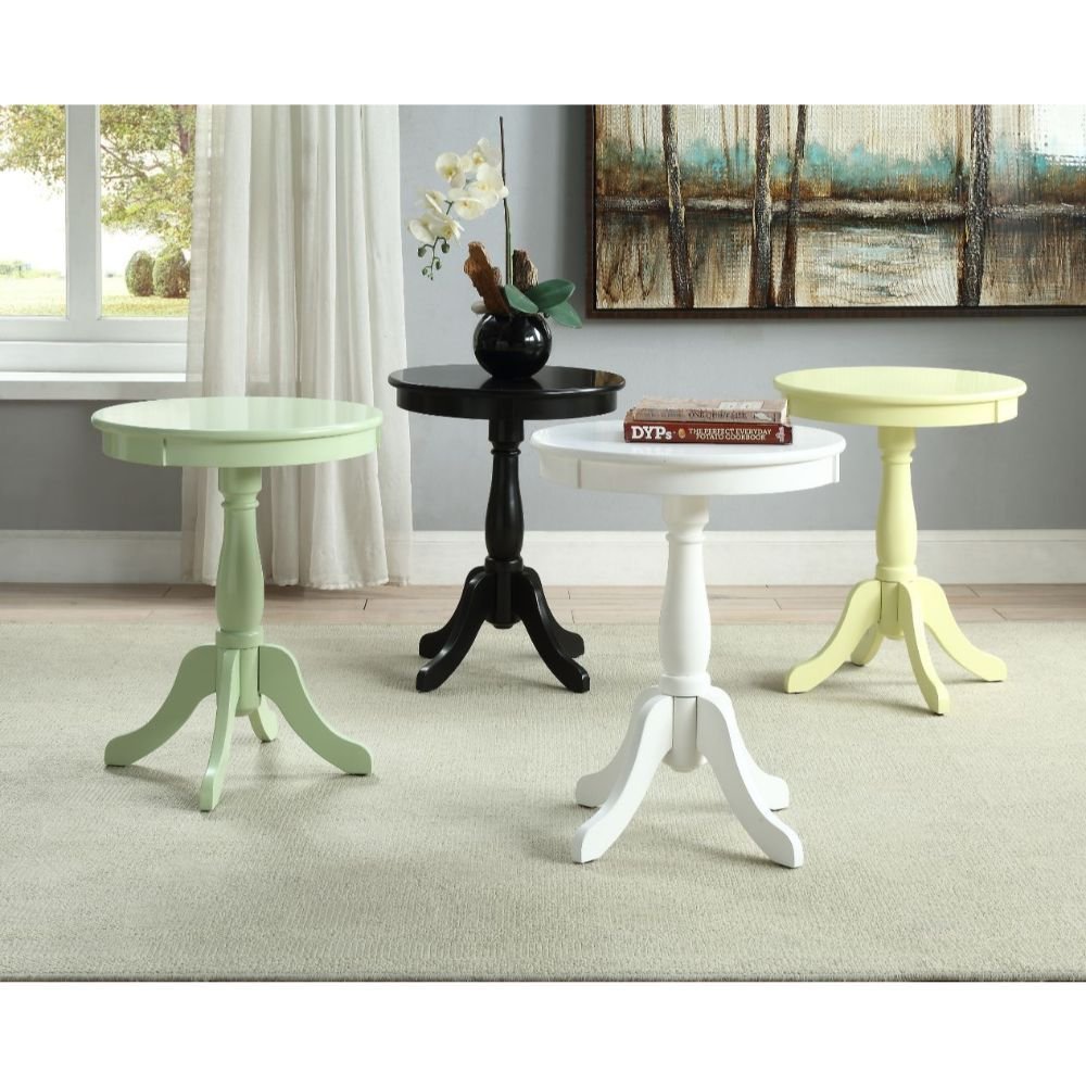 Black Wood Round Pedestal End Table - 22-inch
