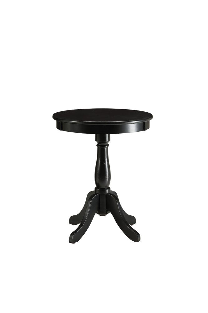 Black Wood Round Pedestal End Table - 22-inch