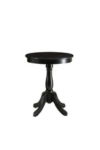 Black Wood Round Pedestal End Table - 22-inch