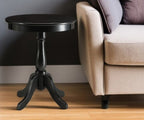 Black Wood Round Pedestal End Table - 22-inch