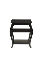 Black Wood Bow Leg End Table with Two Shelves - 23-inch