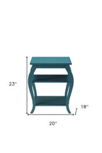 Black Wood Bow Leg End Table with Two Shelves - 23-inch