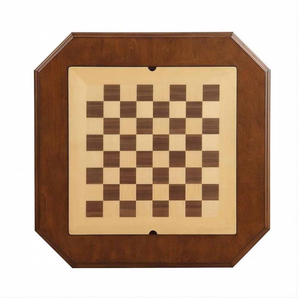 Brown Cherry Octagonal Game Table with Drawer - 28-inch