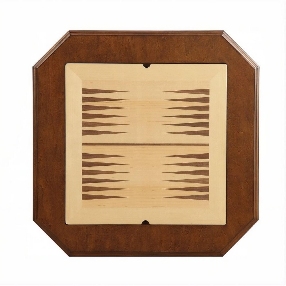 Brown Cherry Octagonal Game Table with Drawer - 28-inch