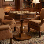 Brown Cherry Octagonal Game Table with Drawer - 28-inch