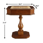 Brown Cherry Octagonal Game Table with Drawer - 28-inch