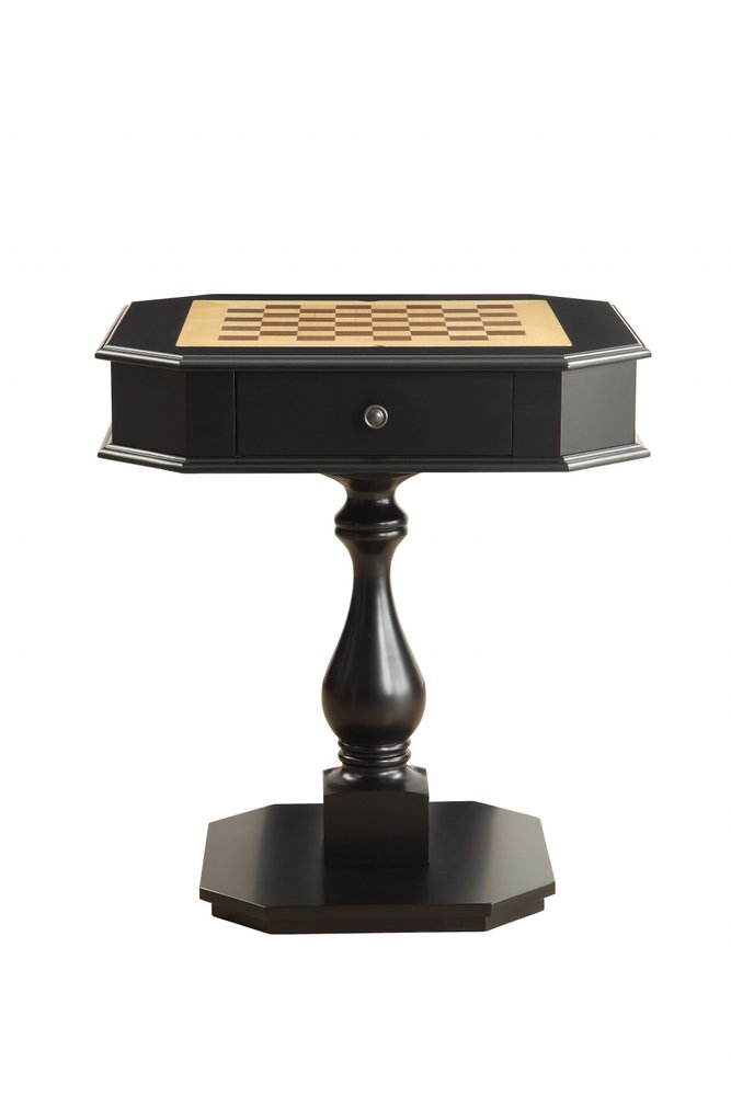 Brown Cherry Octagonal Game Table with Drawer - 28-inch