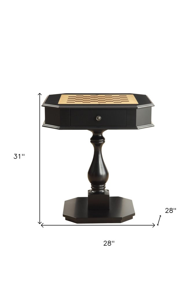 Brown Cherry Octagonal Game Table with Drawer - 28-inch