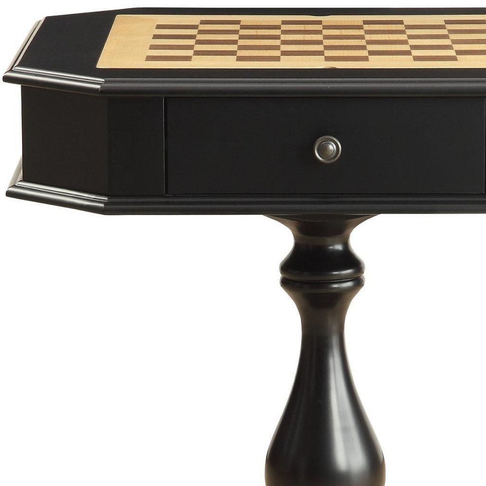 Brown Cherry Octagonal Game Table with Drawer - 28-inch