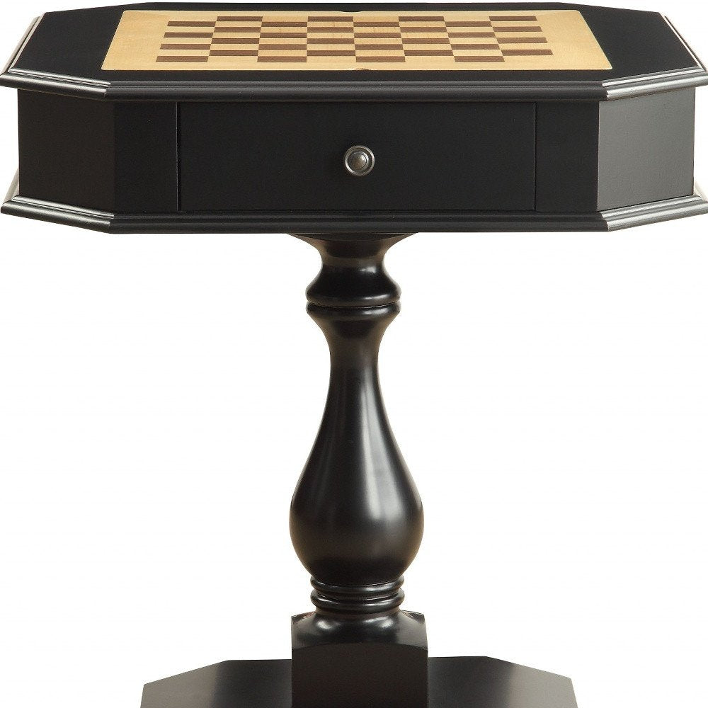 Brown Cherry Octagonal Game Table with Drawer - 28-inch