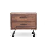 Brown Two Drawers Metal Nightstand - 18-inch