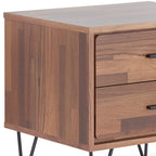 Brown Two Drawers Metal Nightstand - 18-inch