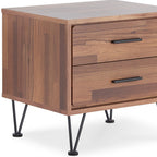Brown Two Drawers Metal Nightstand - 18-inch