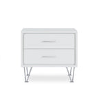 Brown Two Drawers Metal Nightstand - 18-inch