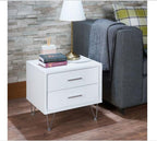 Brown Two Drawers Metal Nightstand - 18-inch