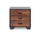 Espresso and Walnut Brown Three Drawer Wood Nightstand - 19-inch
