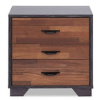 Espresso and Walnut Brown Three Drawer Wood Nightstand - 19-inch