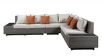 Beige Polyester Modular L Shaped Four Piece Standard with Console and Toss Pillows