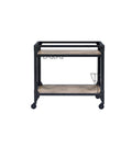 Black and Natural 32 Rolling Prep Table with Storage