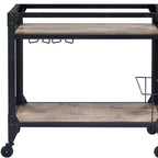 Black and Natural 32 Rolling Prep Table with Storage