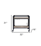 Black and Natural 32 Rolling Prep Table with Storage