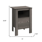 Gray Wood End Table with Shelf - 24-inch