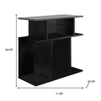 Gray and Black Wood Floor Shelf End Table with 6 - 24-inch