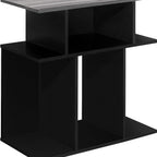 Gray and Black Wood Floor Shelf End Table with 6 - 24-inch