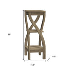 Deep Taupe Wood Square End Table with Two Shelves - 32-inch