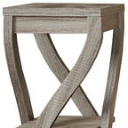 Deep Taupe Wood Square End Table with Two Shelves - 32-inch