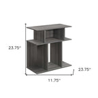 Dark Gray Wood End Table with Six Open Shelves - 24-inch