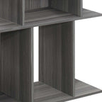 Dark Gray Wood End Table with Six Open Shelves - 24-inch