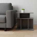 Dark Gray Wood End Table with Six Open Shelves - 24-inch