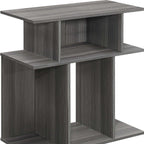 Dark Gray Wood End Table with Six Open Shelves - 24-inch