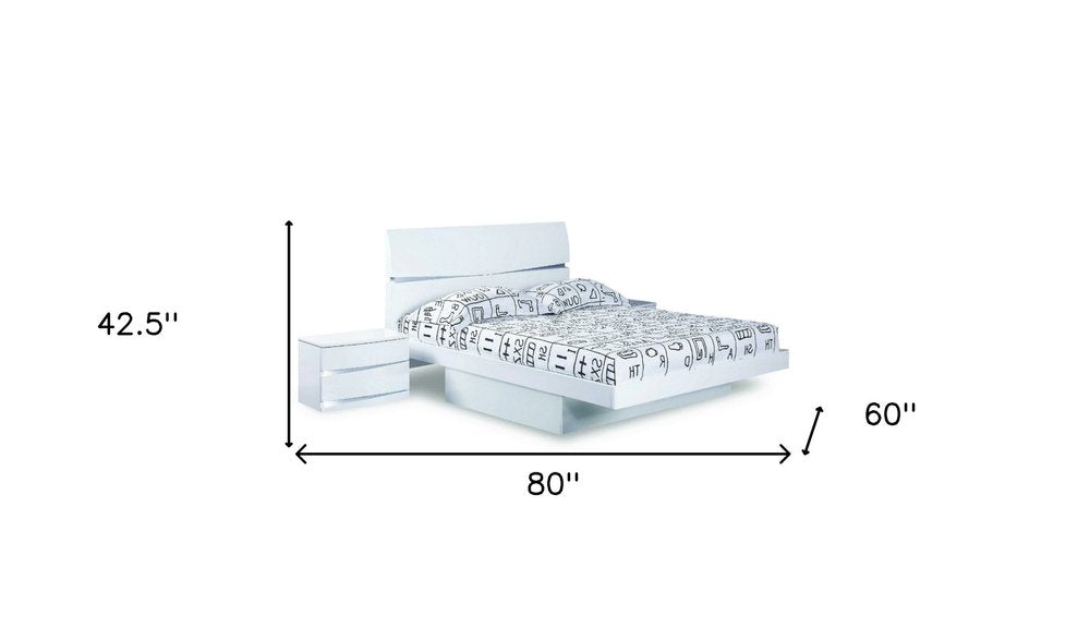 80' X 60' X 42.5' Modern Queen White High Gloss Bed