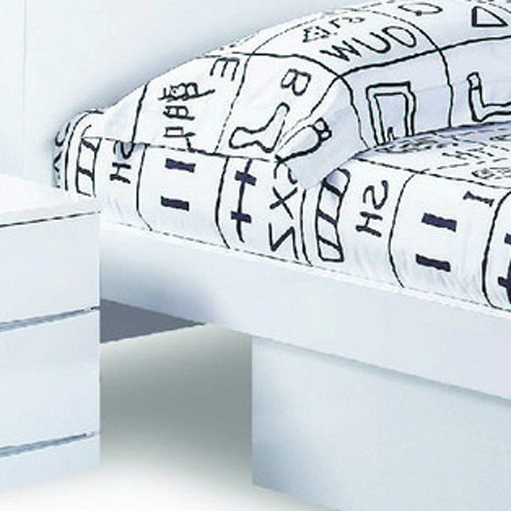 80' X 60' X 42.5' Modern Queen White High Gloss Bed