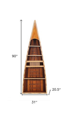 Wood Brown Solid Wood Six Tier Boat Bookcase - 21-inch