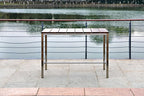 Wood Brown and Silver Solid Wood and Stainless Steel Dining Table - 55-inch