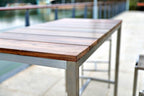 Wood Brown and Silver Solid Wood and Stainless Steel Dining Table - 55-inch